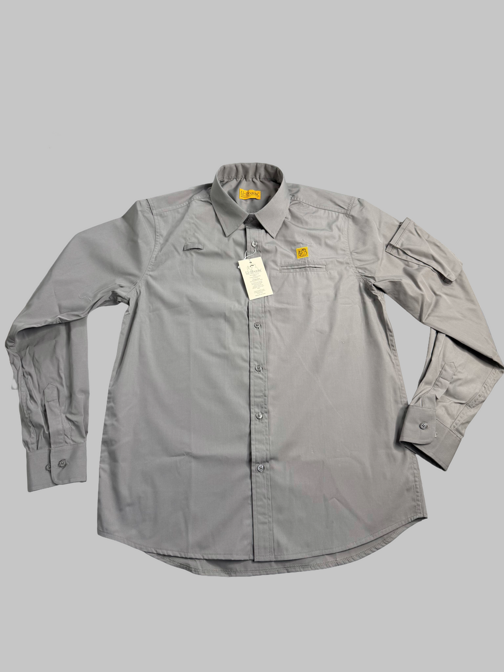 Outdoors Original Unisex Long Sleeve Sun Shirt, Phone + Glasses Pocket (Grey)