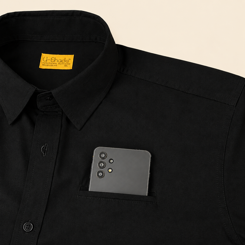 Outdoors Original Unisex Long Sleeve Sun Shirt, Phone + Glasses Pocket (Black)