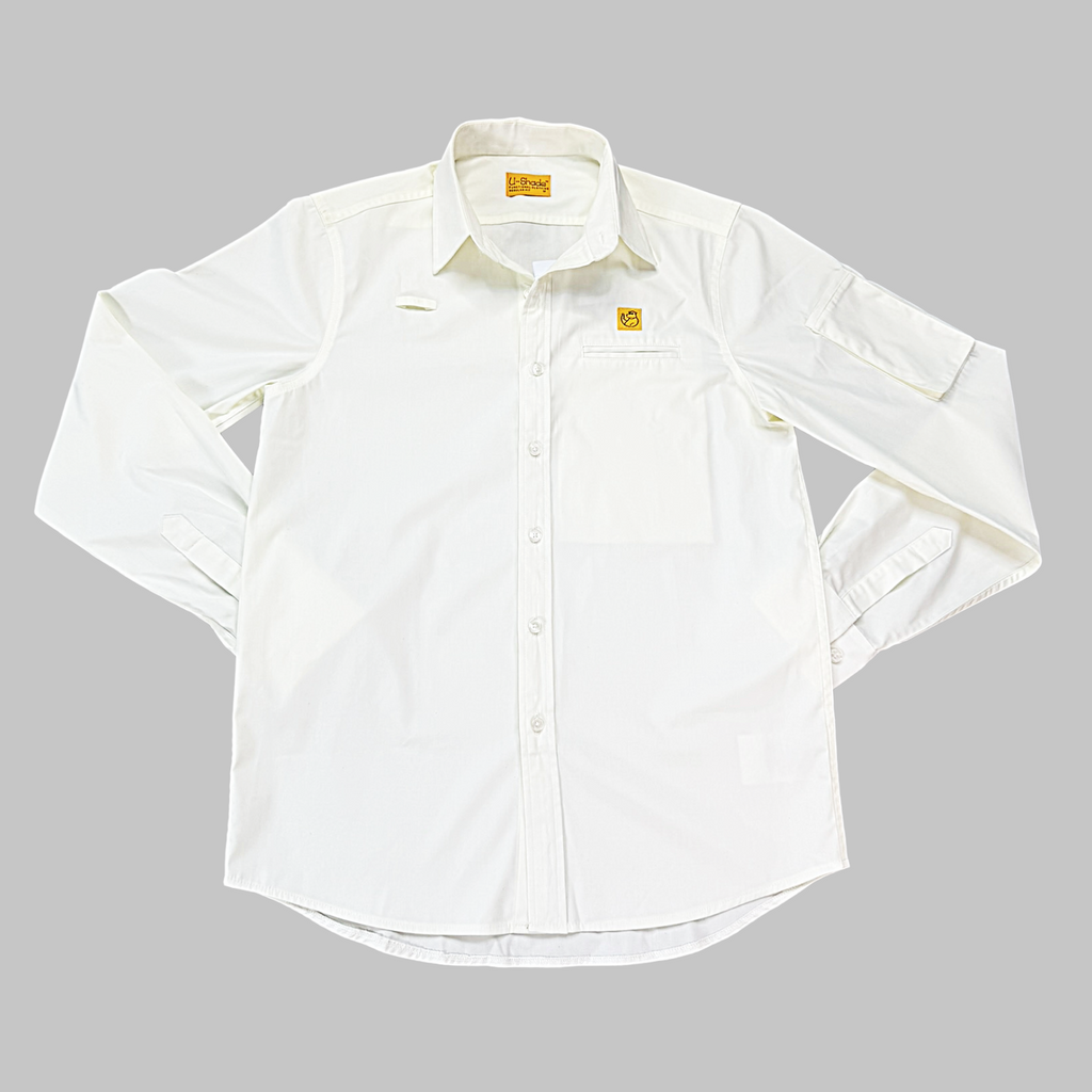 Outdoors Original Unisex Long Sleeve Sun Shirt, Phone + Glasses Pocket (White)