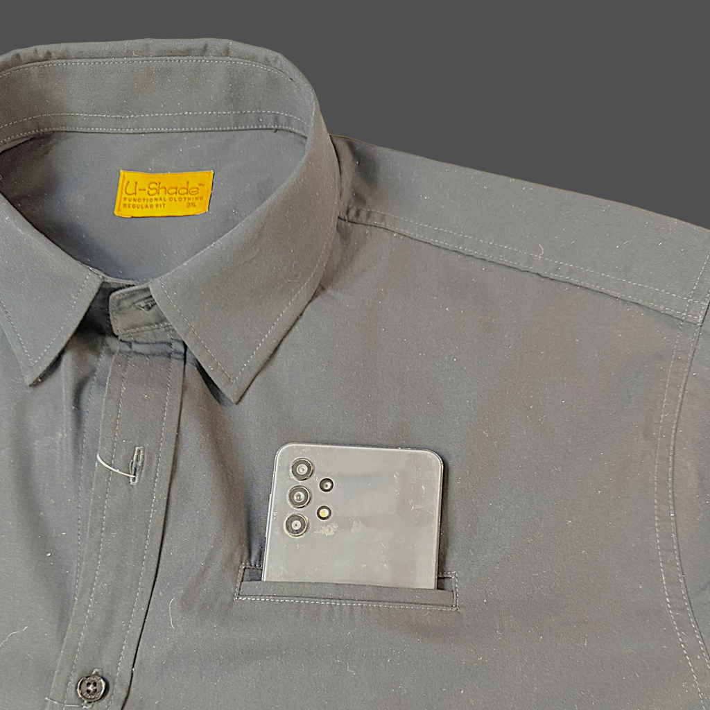 Outdoors Original Unisex Long Sleeve Sun Shirt, Phone + Glasses Pocket (Grey)