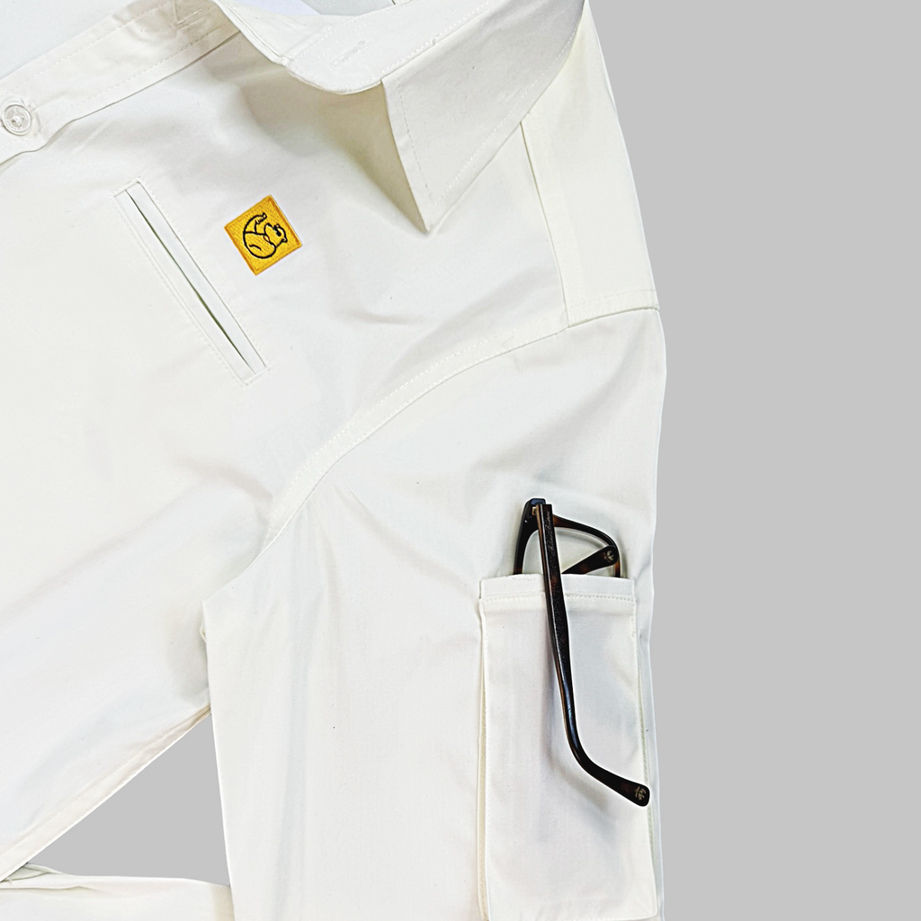 Outdoors Original Unisex Long Sleeve Sun Shirt, Phone + Glasses Pocket (White)