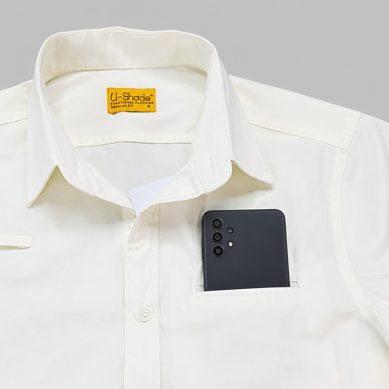 Outdoors Original Unisex Long Sleeve Sun Shirt, Phone + Glasses Pocket (White)