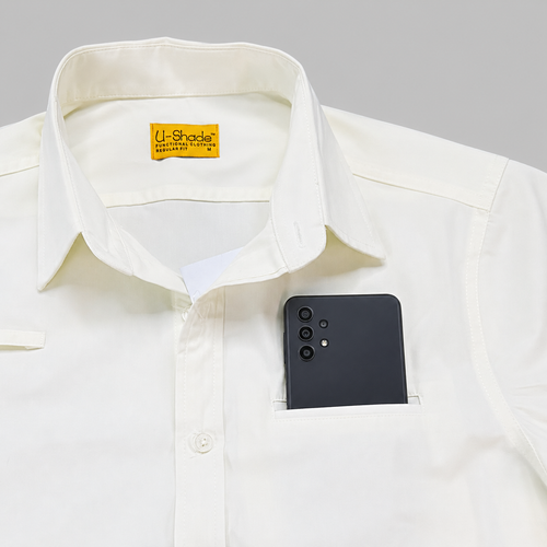 Outdoors Original Unisex Long Sleeve Sun Shirt, Phone + Glasses Pocket (White)